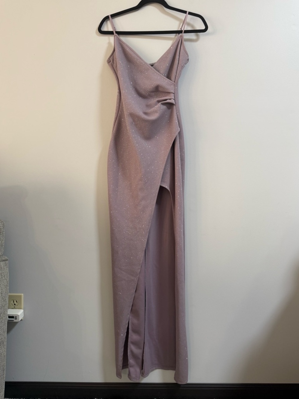 Windsor Lilac Formal High Slit Glitter Dress
